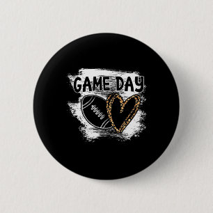 Football Game Day Womens Leopard Cheetah Game Day  Button