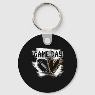 Football Game Day Womens Leopard Cheetah Game Day Keychain