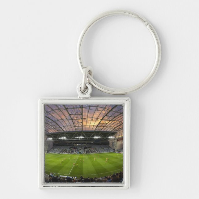 Football game, Forsyth Barr Stadium, Dunedin Keychain (Front)