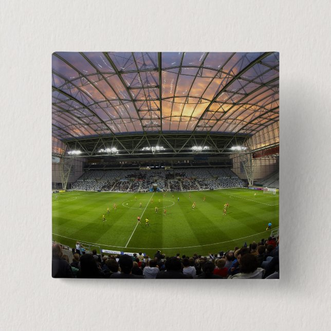 Football game, Forsyth Barr Stadium, Dunedin Pinback Button (Front)
