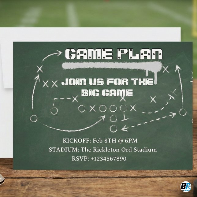 Football Game Plan Chalkboard Big Game Party Invitation (Creator Uploaded)
