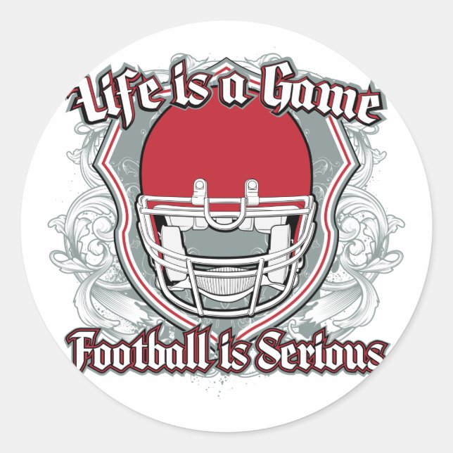 Football Game Red Classic Round Sticker (Front)