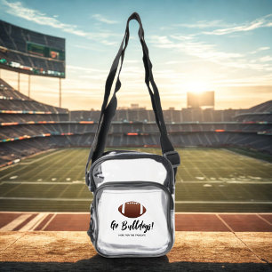 Football Game Stadium Approved Funny Custom Text  Clear Crossbody Bag