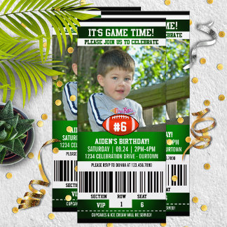 Football Game Ticket Birthday Party Invitation