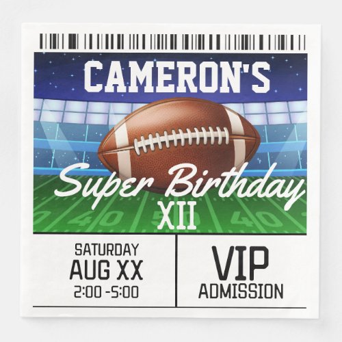 Football Game Ticket Super Party Paper Dinner Napkins
