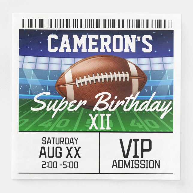 Football Game Ticket Super Party Paper Dinner Napkins (Front)