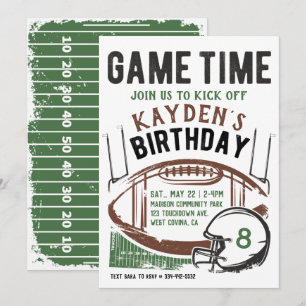 Football Game Time Birthday Invitation