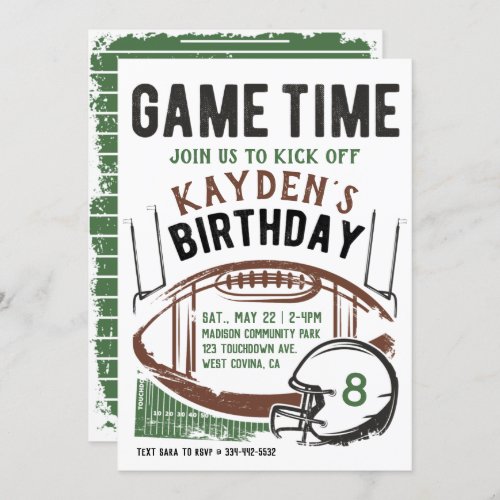 Football Game Time Birthday Invitation