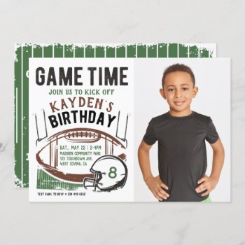 Football Game Time Photo Birthday Invitation by Charmworthy at Zazzle