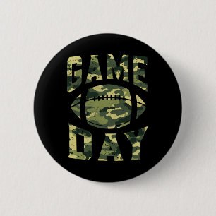 Football Gameday Game Day Camo Flag Patriotic Usa Button