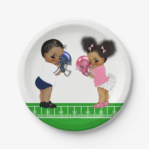 Football Gender Reveal Baby Shower Paper Plates