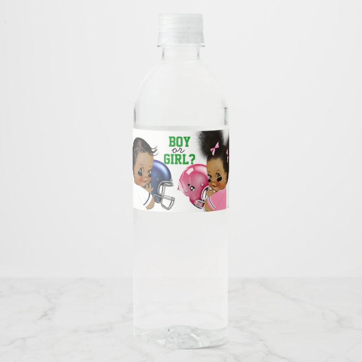 Football Gender Reveal Baby Water Bottle Labels Zazzle Com