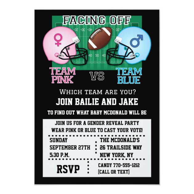 Football Gender Reveal Party Baby Shower Invitation