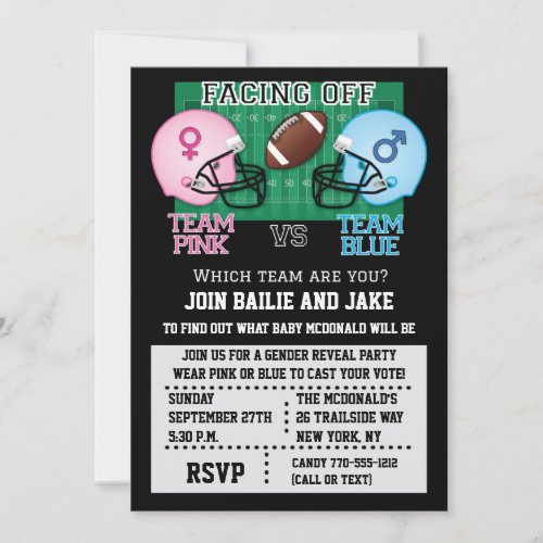 Football Gender Reveal Party Baby Shower Invitation