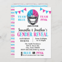 Football gender reveal pink or blue shower invitation