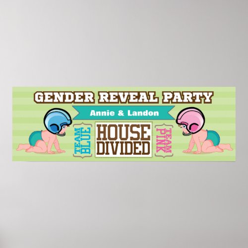 Football Gender Reveal Welcome  Party Banner Poster