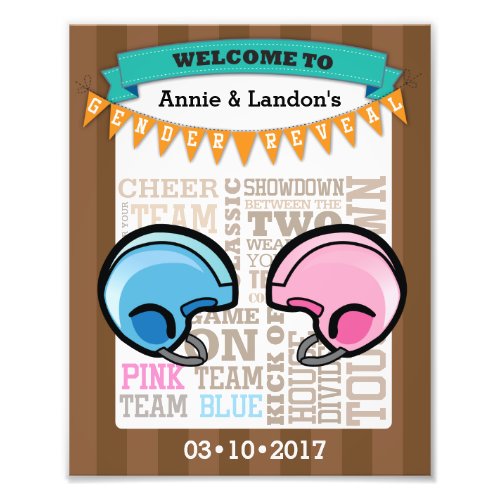 Football Gender Reveal Welcome Photo Print