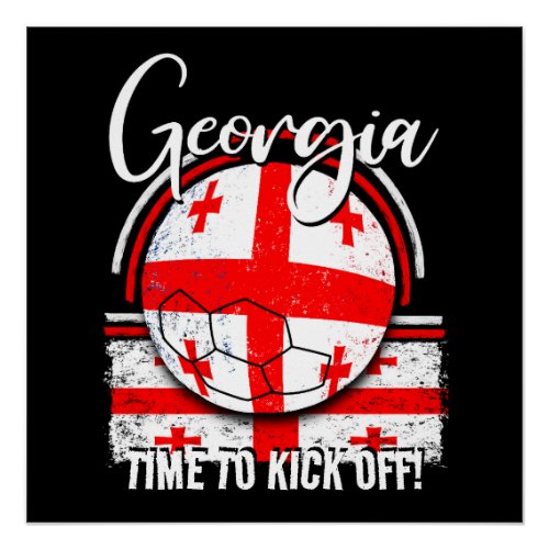 Football Georgia Flag Retro Soccer Fan Poster