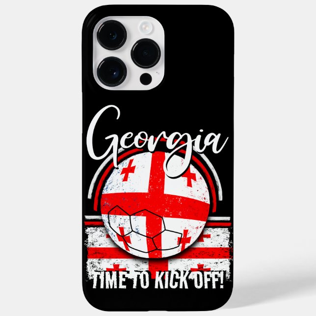 Football Georgia Flag, White Red Retro Flag Case-Mate iPhone Case (Back)