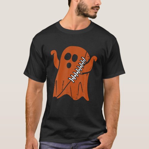 Football Ghost Trick Or Treat Funny Halloween T_Shirt