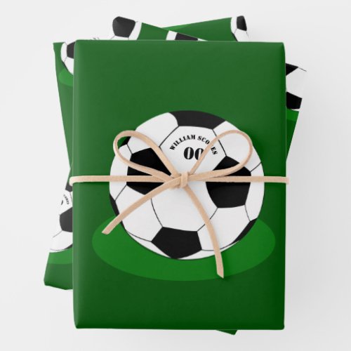 Football Gifts Soccer Ball with Name  Number Wrapping Paper Sheets