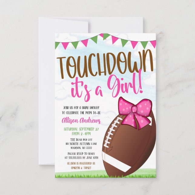 Football Girl Baby shower Invitation (Front)