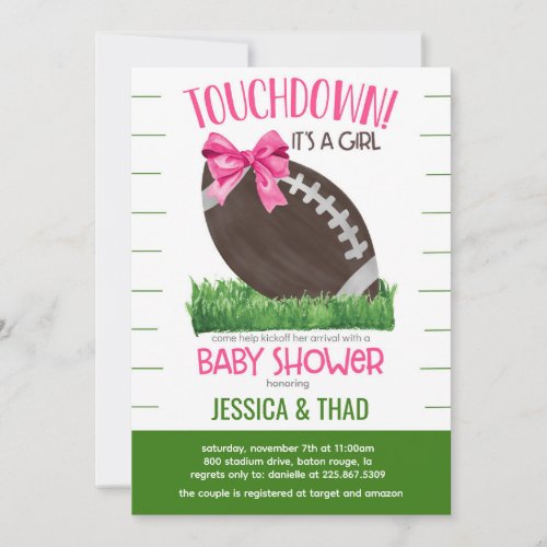 Football Girl Baby Shower Invitation