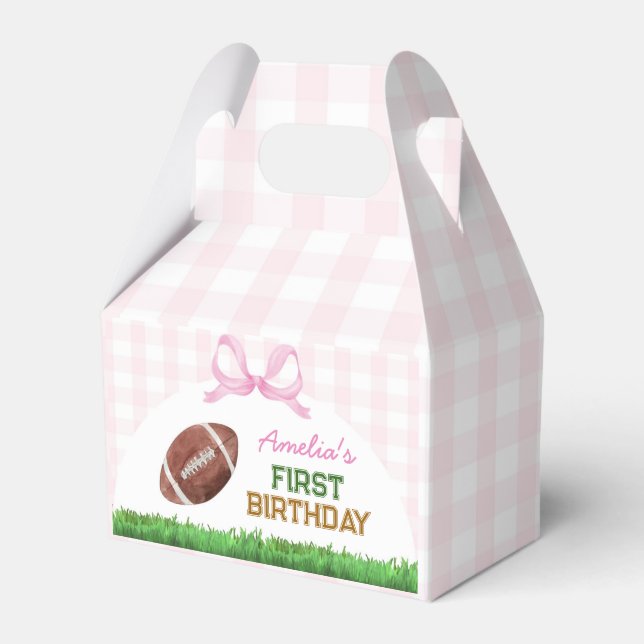 Football Girl Birthday Party Favor Box (Front Side)