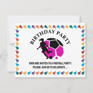 Football Girl Birthday party, Football Player Gift Invitation