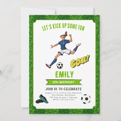 Football Girl Birthday Party Invitation