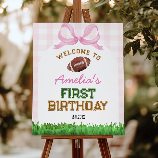 Football Girl Birthday Party Welcome Sign (Creator Uploaded)
