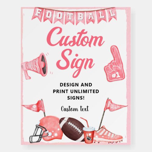Football Girl First Birthday Custom Sign