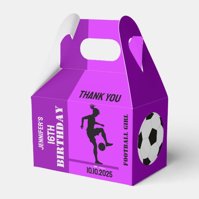 Football Girl, Football Player Gift, Birthday Favo Favor Boxes (Front Side)