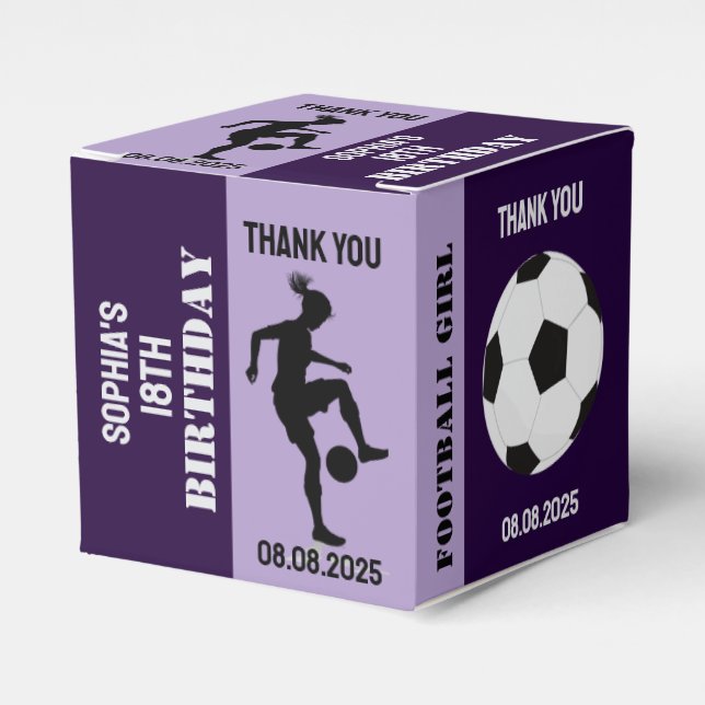 Football Girl, Football Player Gift, Birthday Favo Favor Boxes (Front Side)