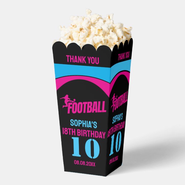 Football Girl Player, Football Birthday Girl Favor Favor Boxes (Popped)