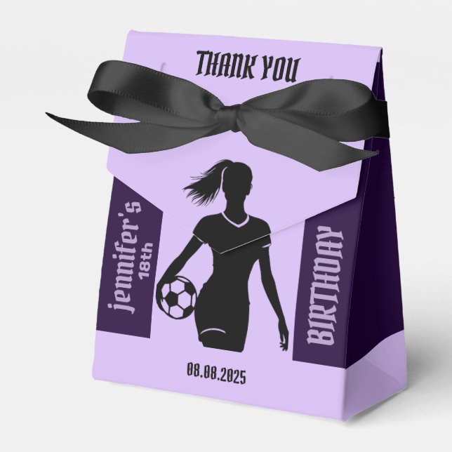 Football Girl Player, Football Girl Birthday Favor Boxes (Front Side)