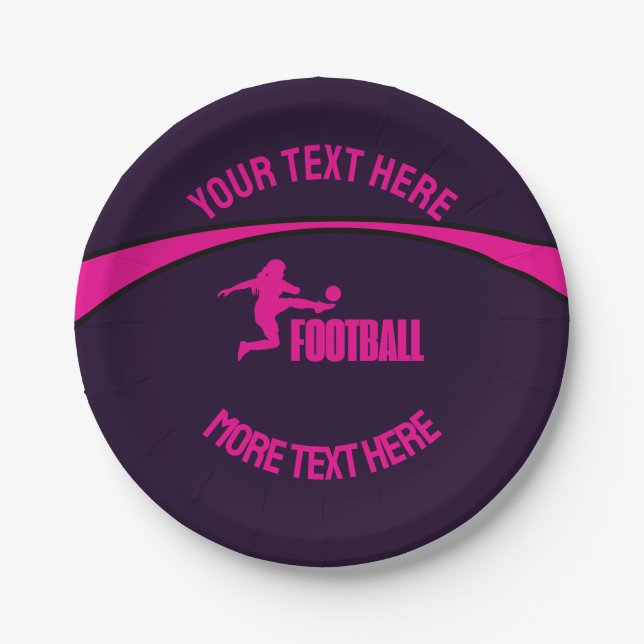 Football Girl Player, Team, Birthday Girl Gift     Paper Plates (Front)