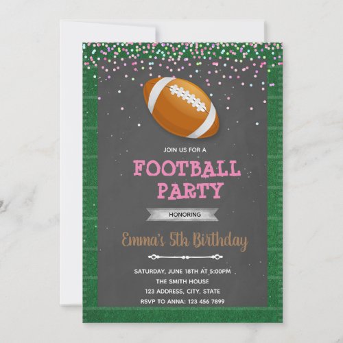 Football girl pool party birthday invitation