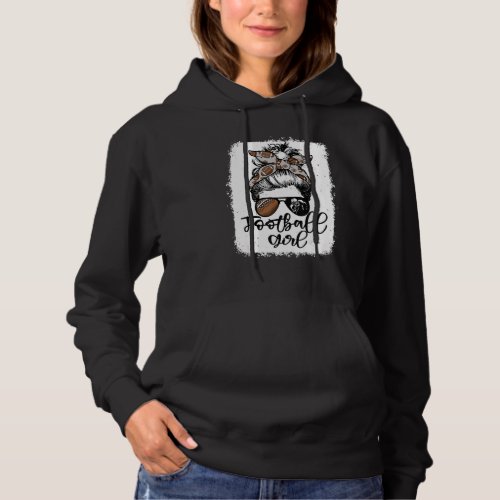 Football Girl Vintage Leopard Messy Bun Bleached Hoodie