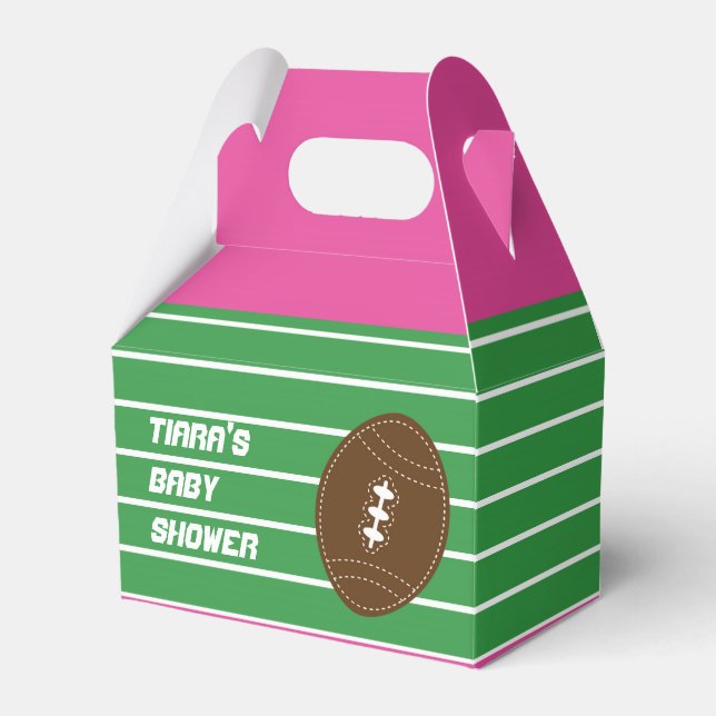 Football Girls Pink Birthday Party Favor Boxes (Front Side)