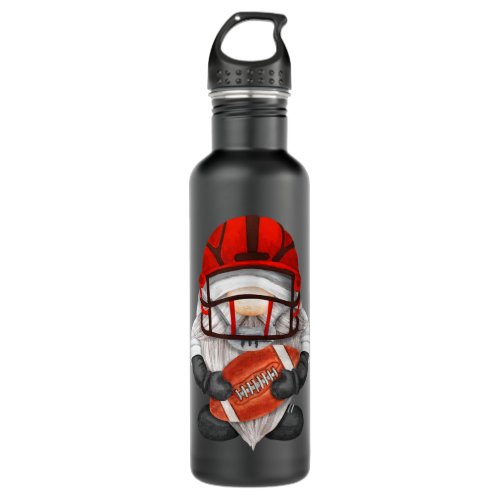 Football Gnome With Red Helmet For Funny Football  Stainless Steel Water Bottle