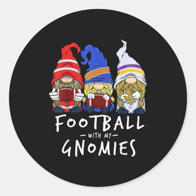 Football Gnomes Football With My Gnomies For Boys  Classic Round Sticker (Front)