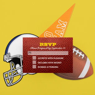 Football Gold Bar Mitzvah RSVP Card