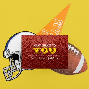 Football Gold Bar Mitzvah Thank You Note Card