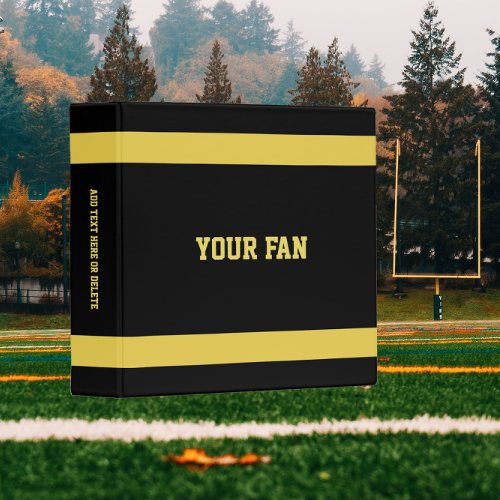 Football Gold  Black Personalized 3 Ring Binder