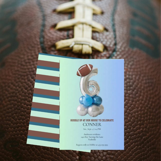 Football Gradient 6th Birthday Party Invitation (Creator Uploaded)