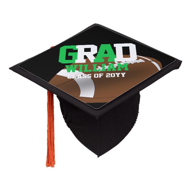 FOOTBALL Graduation Cap Topper EDIT COLORS (Angled)