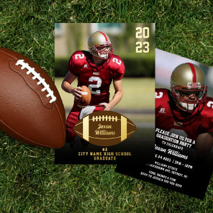 Football Graduation Party Foil Invitation