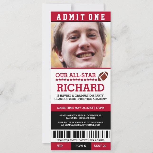 Football Graduation Party Invites (Front)