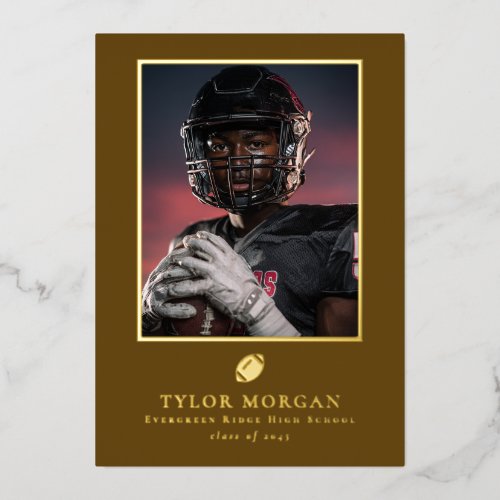Football Graduation Photo Brown Grad Announcement